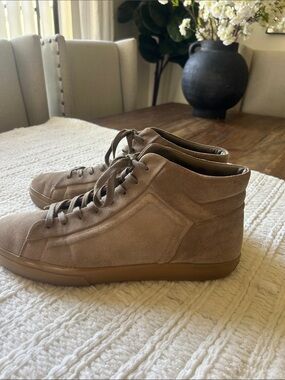 Vince Men's Suede Mid-Top Sneakers in Taupe